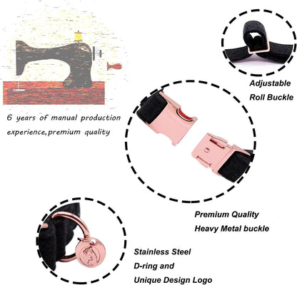 Hemp Cotton Dog Collar with Bow - Durable and Adjustable Black Pet Collar for Small, Medium, and Large Dogs