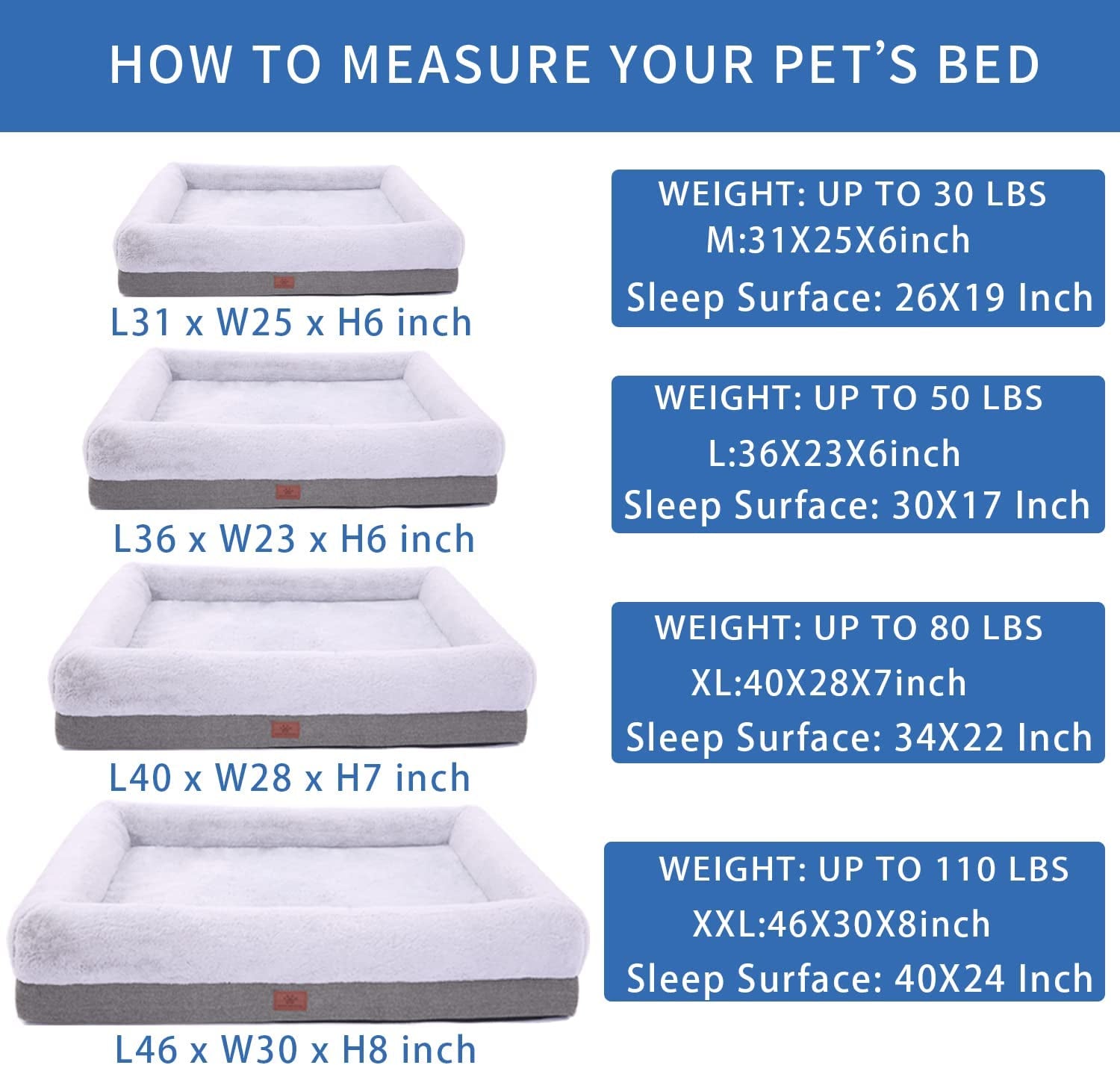 Extra Large Orthopedic Dog Bed with Bolster Sides, Removable Washable Cover, Non-Skid Bottom, and Egg Foam Couch for Comfortable Sleeping - 46 x 30 Inch, Gray