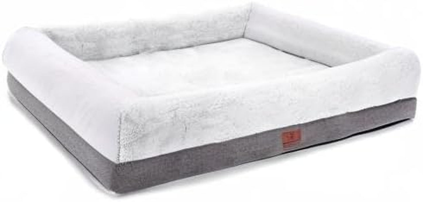 Extra Large Orthopedic Dog Bed with Bolster Sides, Removable Washable Cover, Non-Skid Bottom, and Egg Foam Couch for Comfortable Sleeping - 46 x 30 Inch, Gray