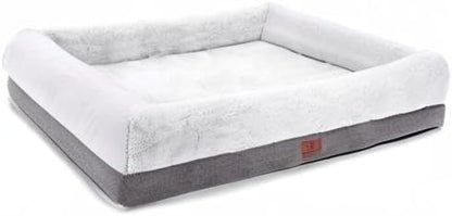 Extra Large Orthopedic Dog Bed with Bolster Sides, Removable Washable Cover, Non-Skid Bottom, and Egg Foam Couch for Comfortable Sleeping - 46 x 30 Inch, Gray