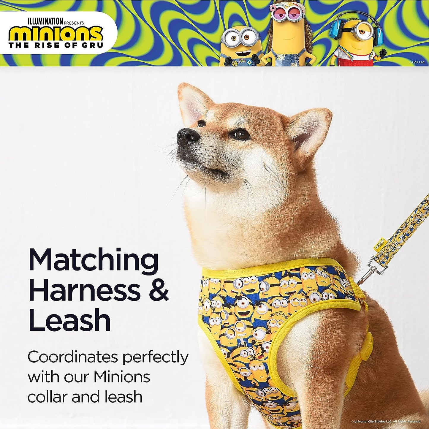 Medium Yellow Dog Harness - Comfortable Mesh No-Pull Design | Officially Licensed Universal Studios Pet Product | Ideal Gift for Fans and Their Pets
