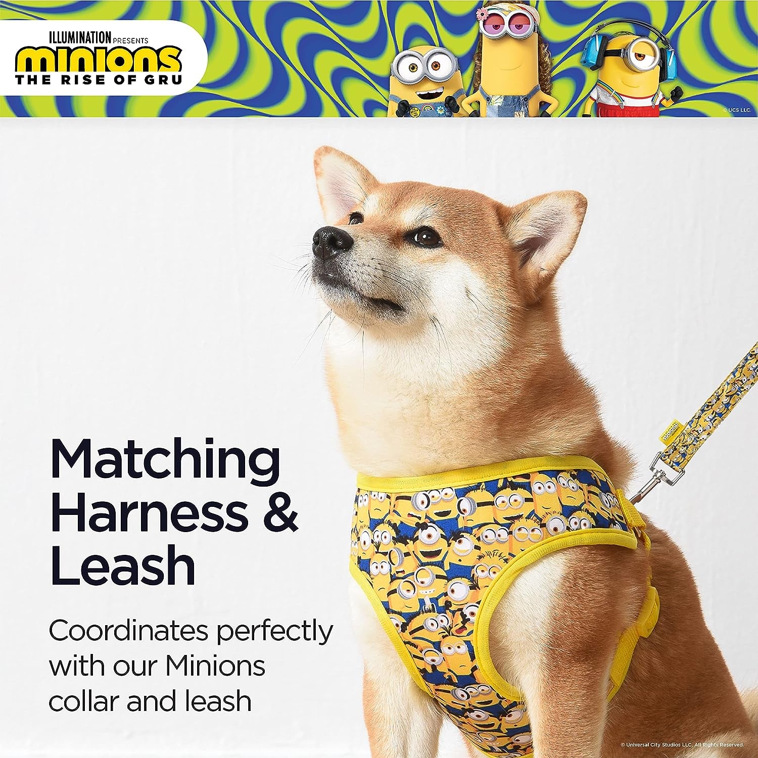 Medium Yellow Dog Harness - Comfortable Mesh No-Pull Design | Officially Licensed Universal Studios Pet Product | Ideal Gift for Fans and Their Pets