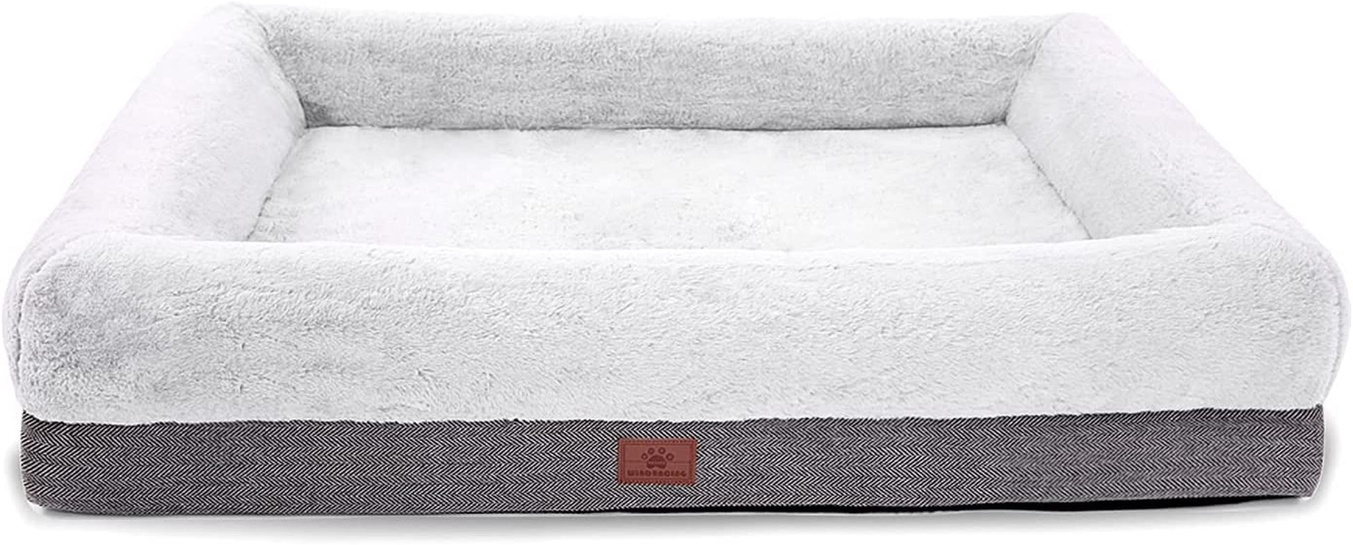 Extra Large Orthopedic Dog Bed with Bolster Sides, Removable Washable Cover, Non-Skid Bottom, and Egg Foam Couch for Comfortable Sleeping - 46 x 30 Inch, Gray