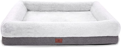 Extra Large Orthopedic Dog Bed with Bolster Sides, Removable Washable Cover, Non-Skid Bottom, and Egg Foam Couch for Comfortable Sleeping - 46 x 30 Inch, Gray