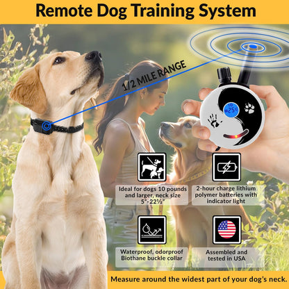 E-Collar Mini ET-300 Remote Dog Training Collar - 1/2 Mile Range, Waterproof, Rechargeable, 100 Levels of Stimulation, Vibration, Tone, and Light for Small to Medium Dogs